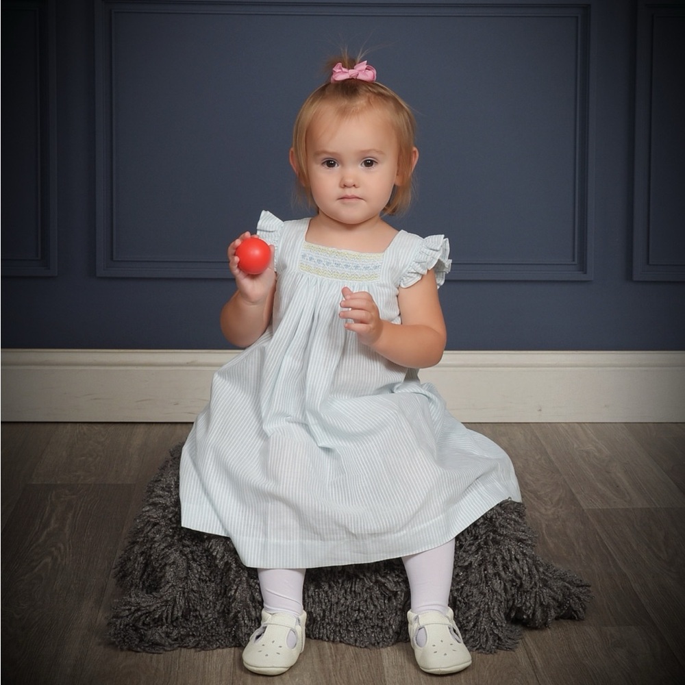 Light Blue Baby Girl Striped Sleeveless Dress